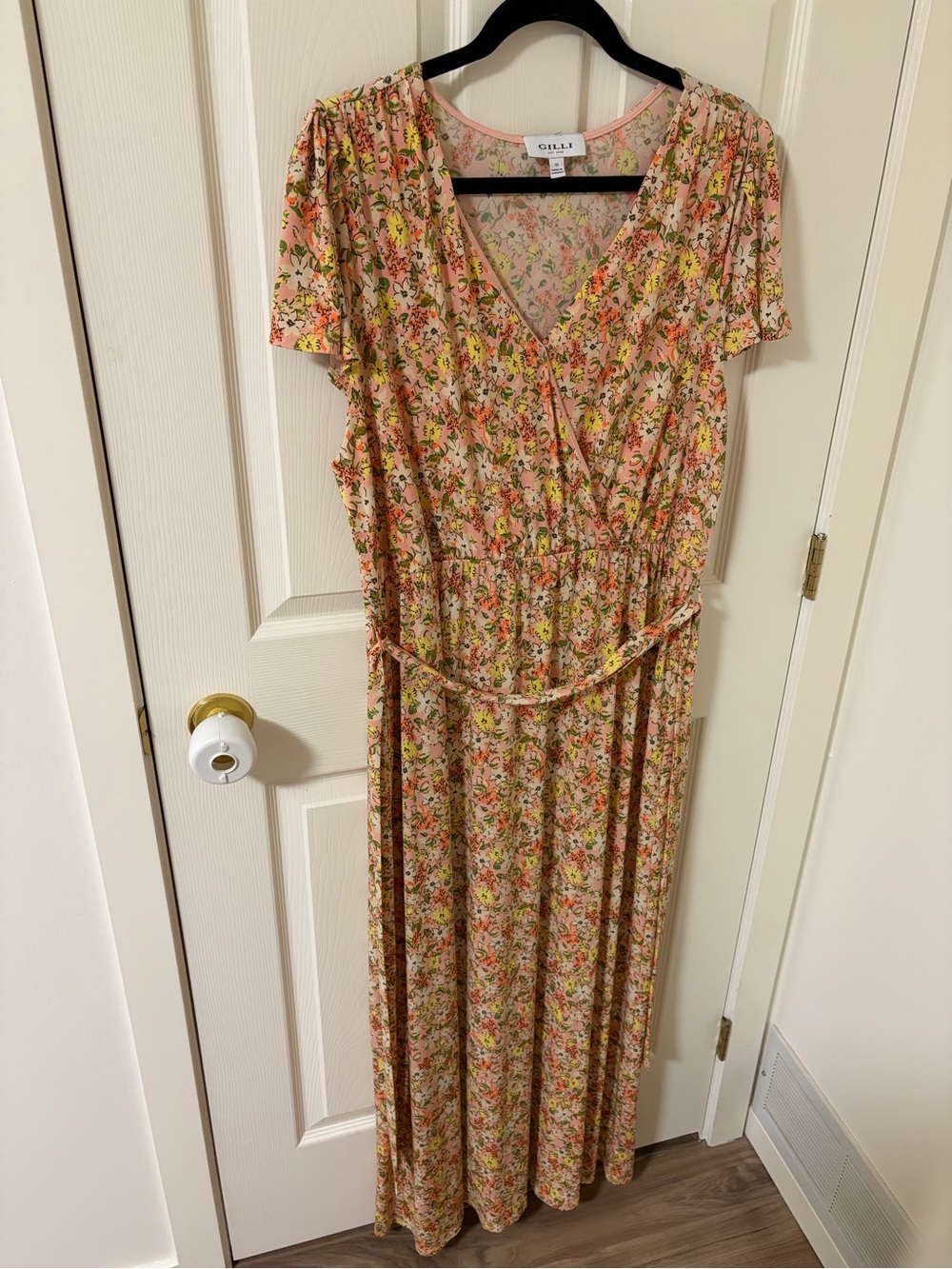 Gilli Peach Floral Wrap Maxi Dress